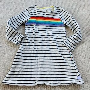 Little bird Striped Dress with Rainbow Detail